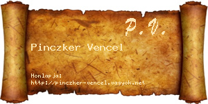 Pinczker Vencel névjegykártya
